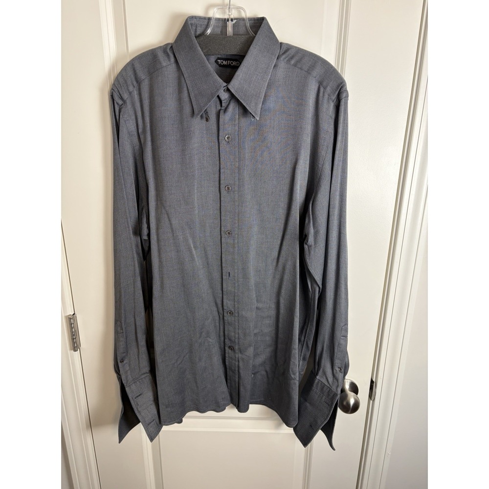 Tom Ford Dress Shirt Dark Gray Long Sleeve French Cuffs, Size 43-17, Switzerland